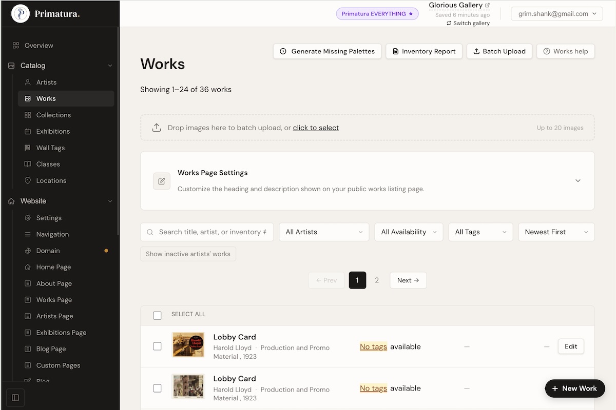 Dashboard inventory